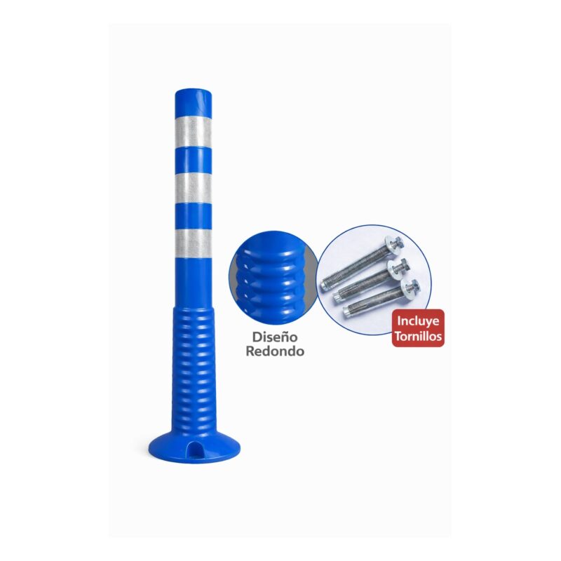 hito-azul-jumpseller-1200x1200-1.jpg Hito Vial Azul Poliuretano | 75Cm | Con 3 Cintas Incluye Pernos De Anclaje