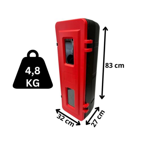 gabinete plástico para extintor PQS 6 y 10 kg rojo 83x32x27 cm