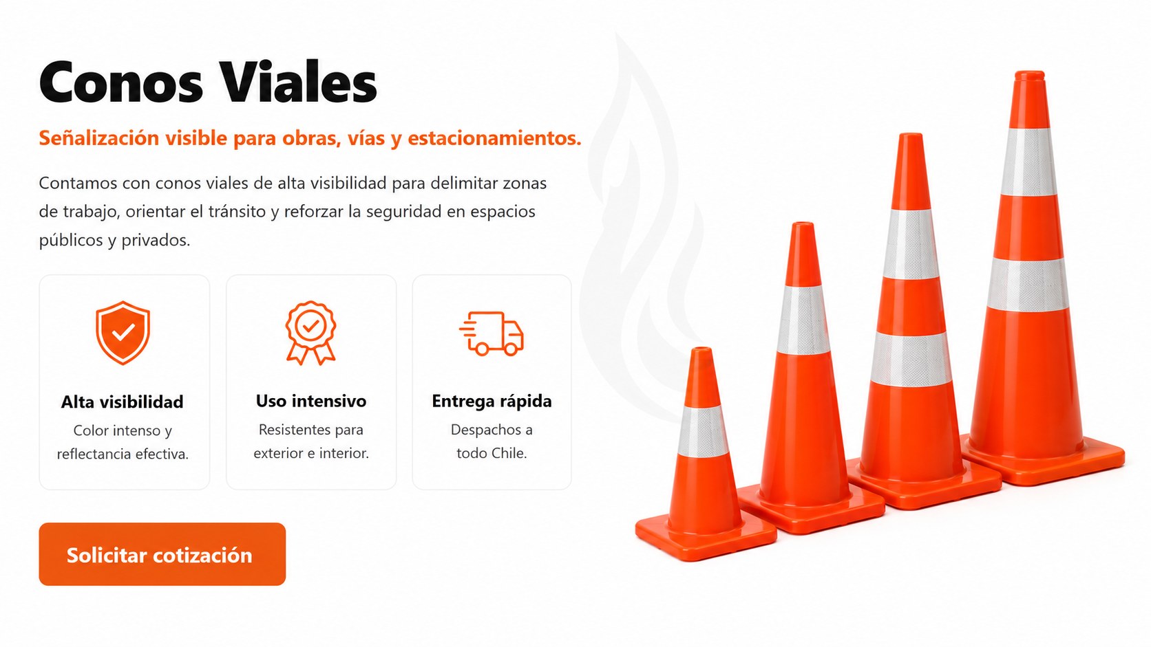 Conos viales para senalizacion, seguridad y control del transito