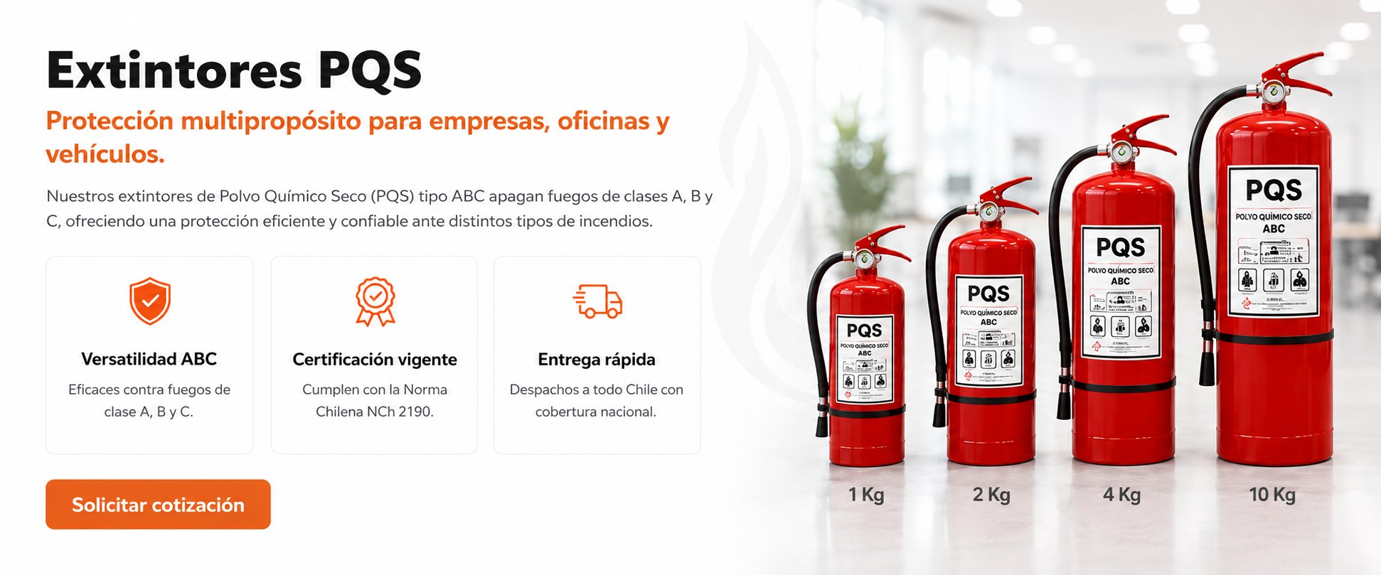 Extintores PQS - Protección multipropósito para empresas, oficinas y vehículos