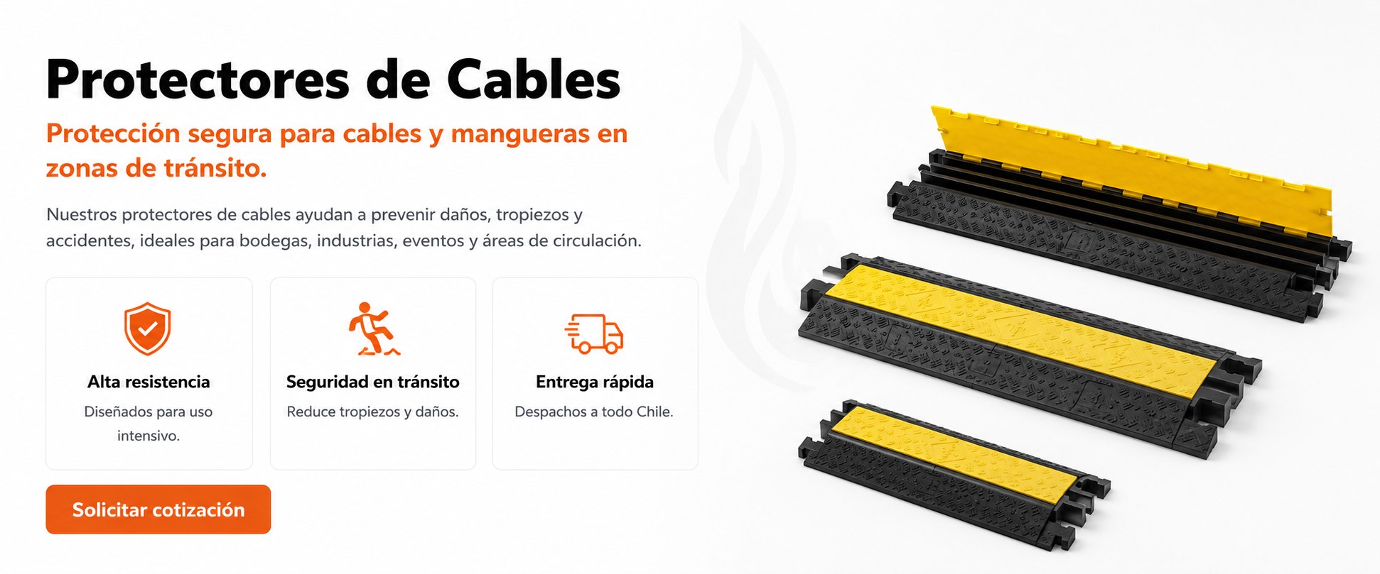 Protectores de cables - seguridad y orden para cables en transito peatonal y vehicular