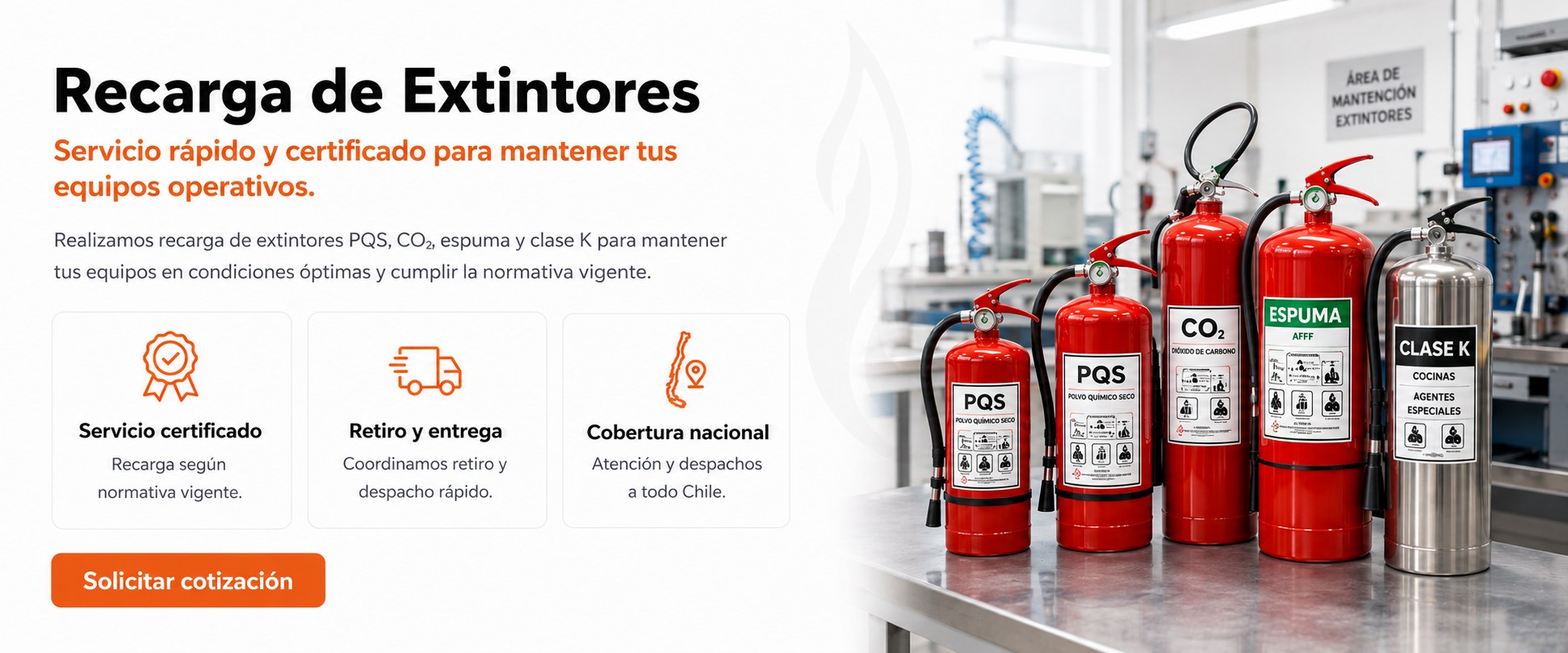 Recarga de extintores certificada