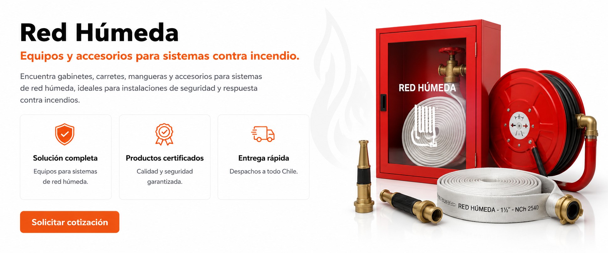 Red humeda contra incendios - mangueras y gabinetes listos para actuar