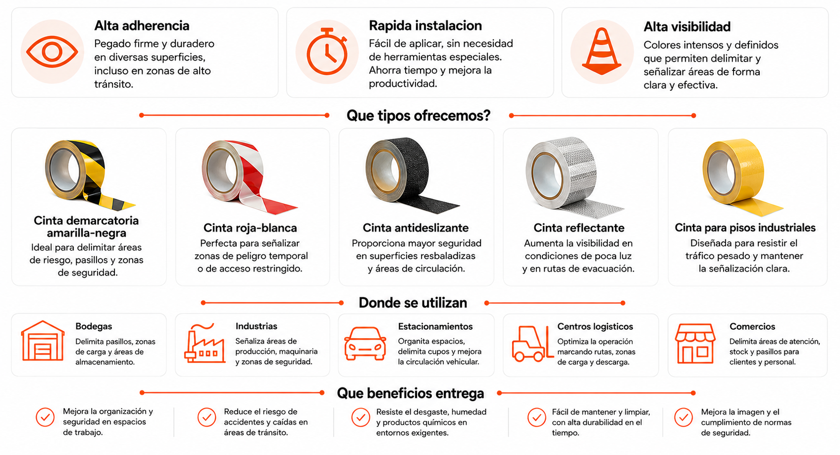 Cintas de demarcacion - tipos, usos y beneficios