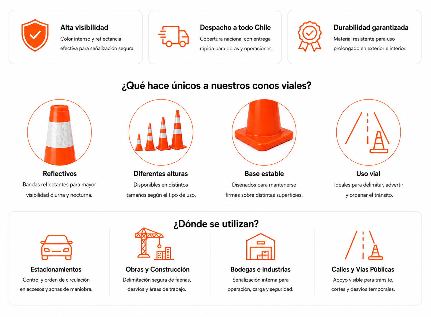 Conos viales - caracteristicas y usos